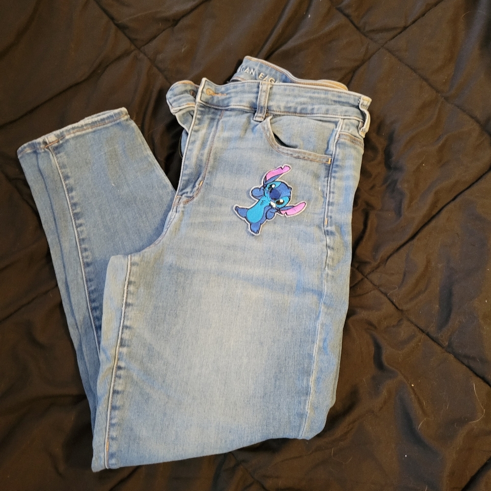 Hi-Rise Jeggings With Disney Stitch Patches